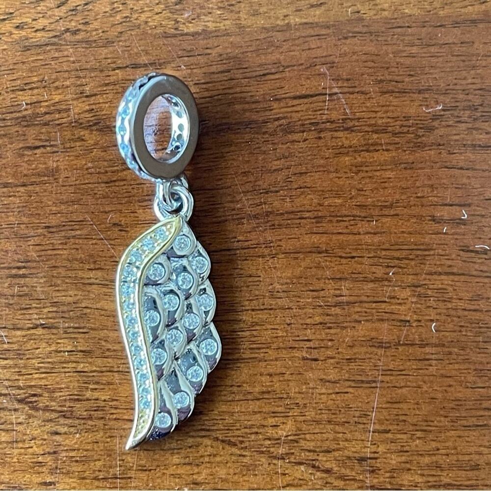 Nina Queen‎ Loving Angel Wing CZ Sterling Silver Charm